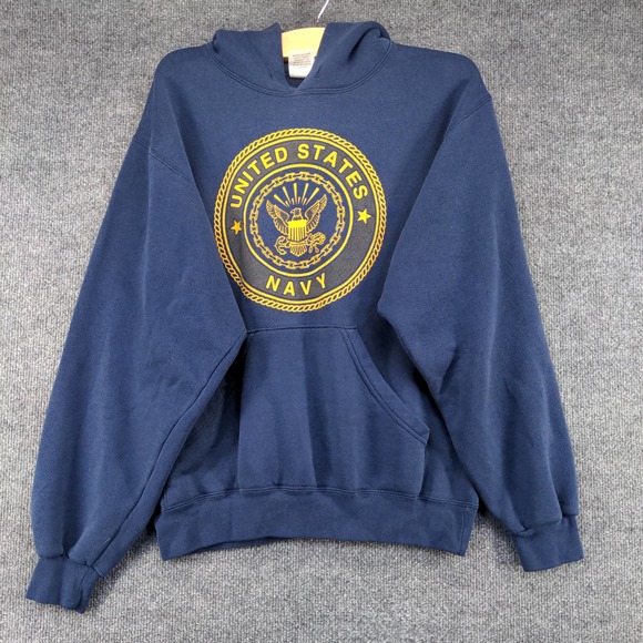 U.S. Navy Mens Pullover Hoodie Blue Size Small Vintage Made USA Graphic Logo - Picture 2 of 15